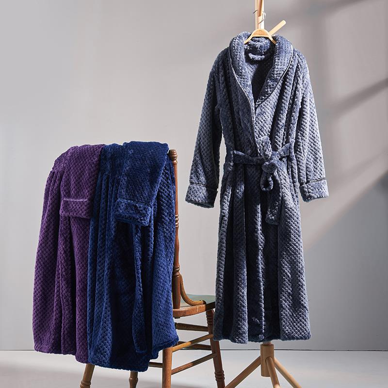 秋冬睡袍女冬季加绒加厚法兰绒情侣浴袍加长款珊瑚绒男士睡1009c