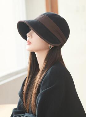 1020r女式鸭帽新款加宽露脸小渔夫帽时尚优雅的防晒帽