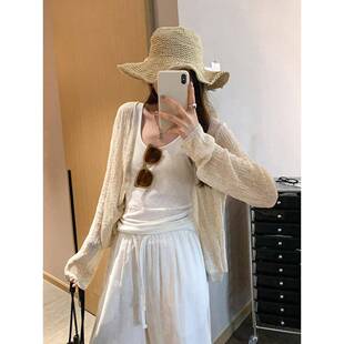 外套女2026新款 针织开衫 宽松慵懒漂亮上衣0320w V领薄款 春夏季