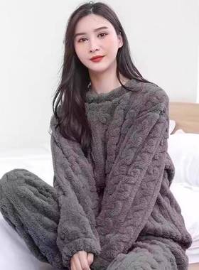 秋冬紫色珊瑚绒绒睡衣女款2025新款加绒加厚保暖家居1113z