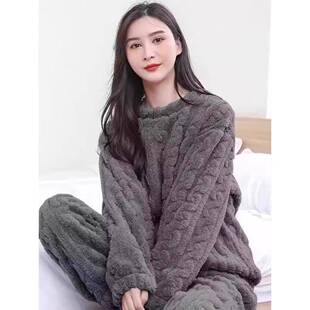 秋冬紫色珊瑚绒绒睡衣女款2025新款加绒加厚保暖家居1113z