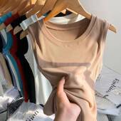 0305e 内外穿显瘦内搭女打底衫 夏季 遮副乳防走光螺纹吊带背心女装