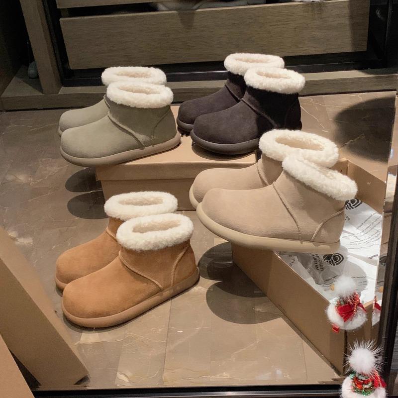 厚底勃肯靴女冬季皮毛一体小土豆短靴加绒保暖毛毛大鞋1204w