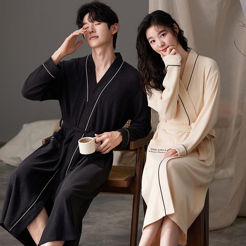 秋冬情侣睡袍男士秋冬季中长款珊瑚绒2025新款冬天保暖浴袍1009c