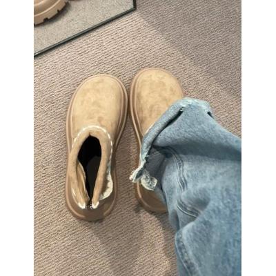 4CM增高厚底勃肯短靴女加绒保暖靴美拉德棕色马丁靴1227w