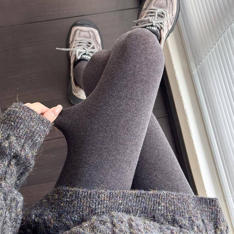 秋冬深灰色加绒连裤袜款加厚保暖烟灰打底裤显瘦外穿女白丝1121z