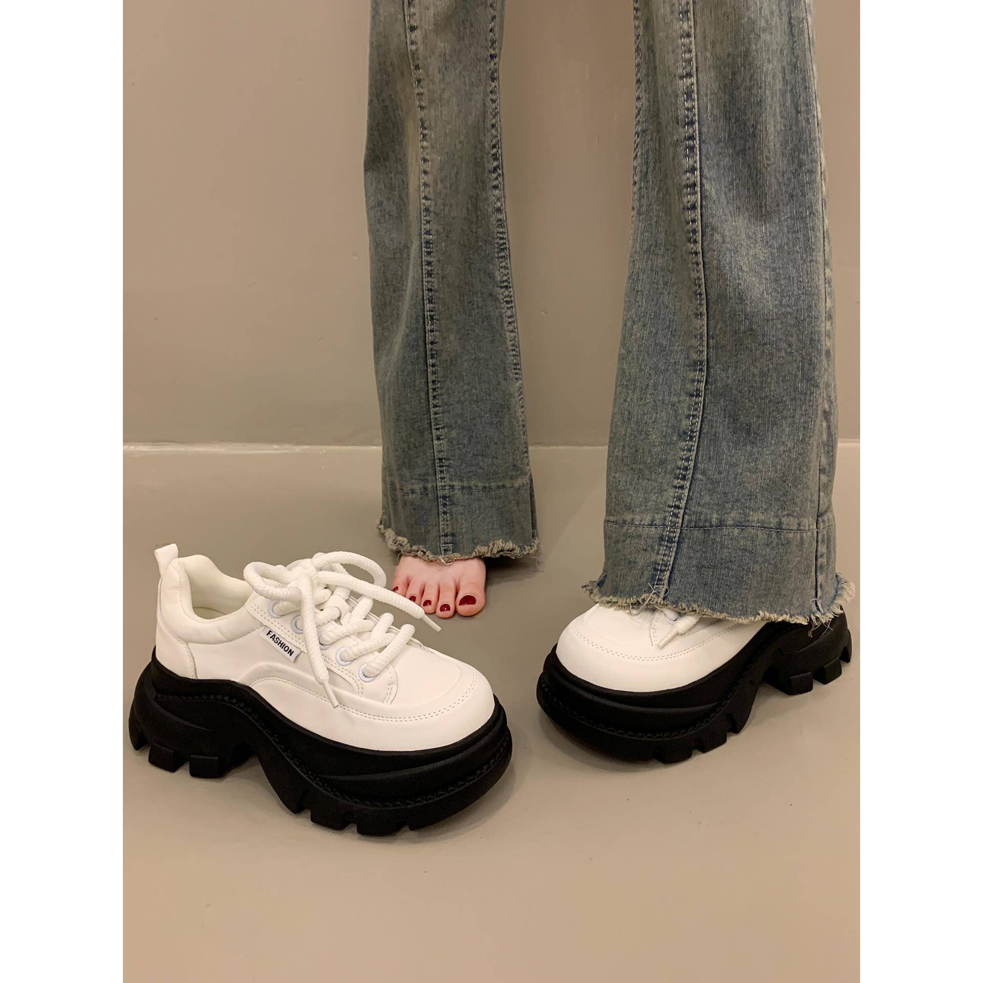 松糕厚底老爹鞋女小个子增高2025新款冬加绒运动休闲小白鞋1114w