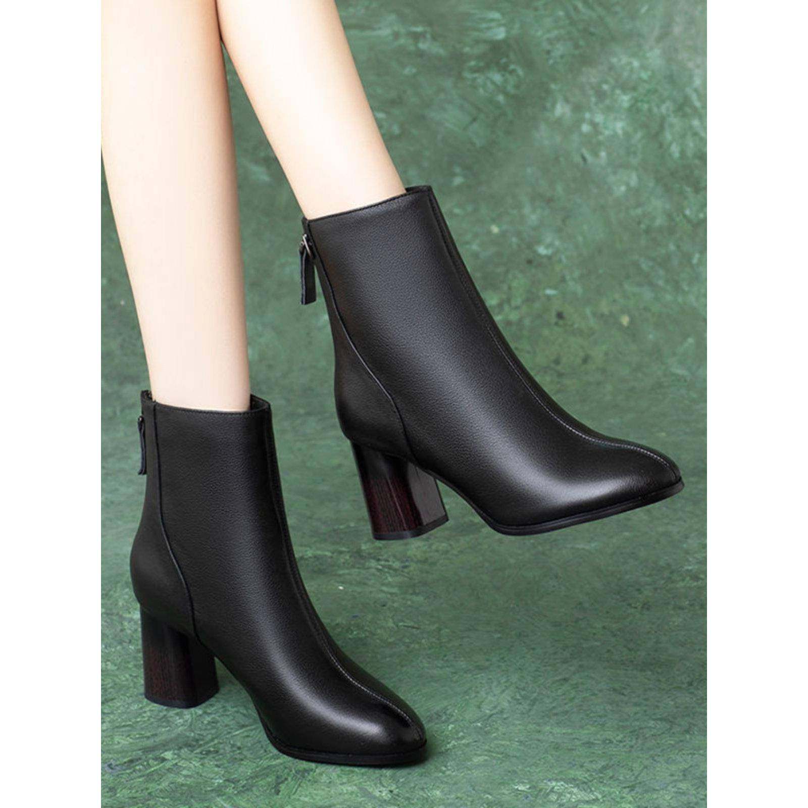 高跟鞋式短靴2026季新款季式中跟靴厚跟式中跟靴式中跟靴0122k,女鞋,时装靴,淘宝优惠券,粉丝福利购,淘宝优惠卷