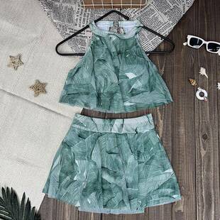 裙式 两件式 遮肚显瘦平角保守泡温0323d 度假风泳衣女2026新款 夏款