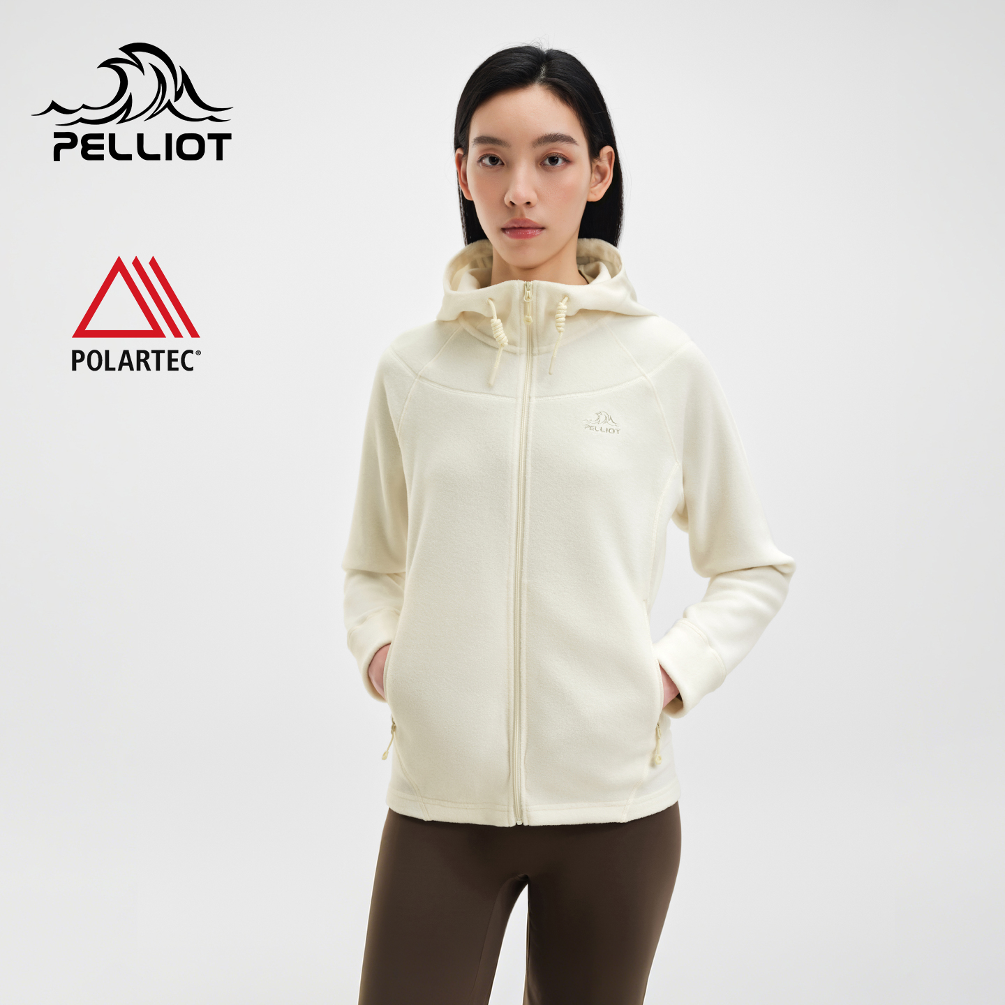 伯希和户外抓绒衣女款轻暖连帽