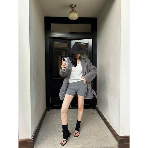 高腰显瘦百搭针织短裤女