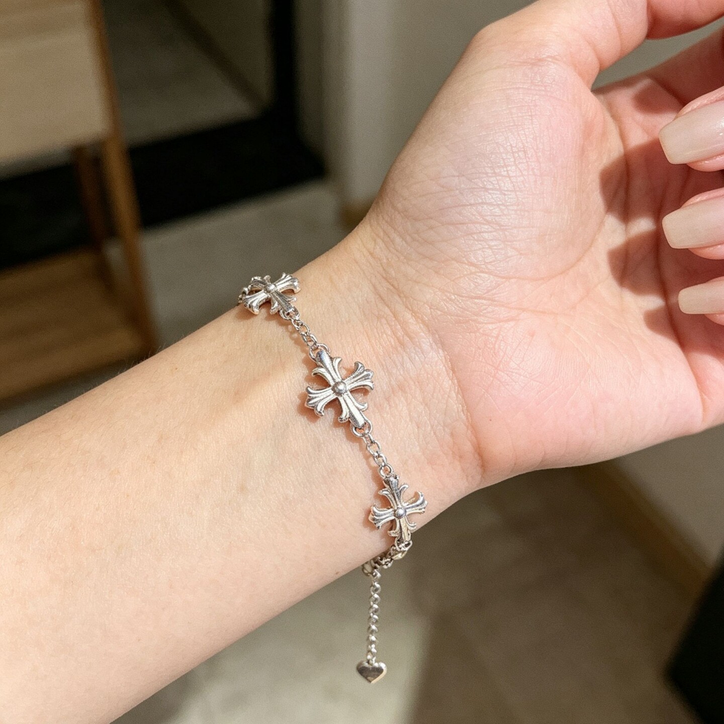 999足银镀白金黄金十字架手链女 轻奢小众高级感手饰品送女友礼物