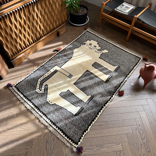 花素希 伊朗进口波斯手工羊毛地毯部落游牧艺术狮子地垫墙面挂毯