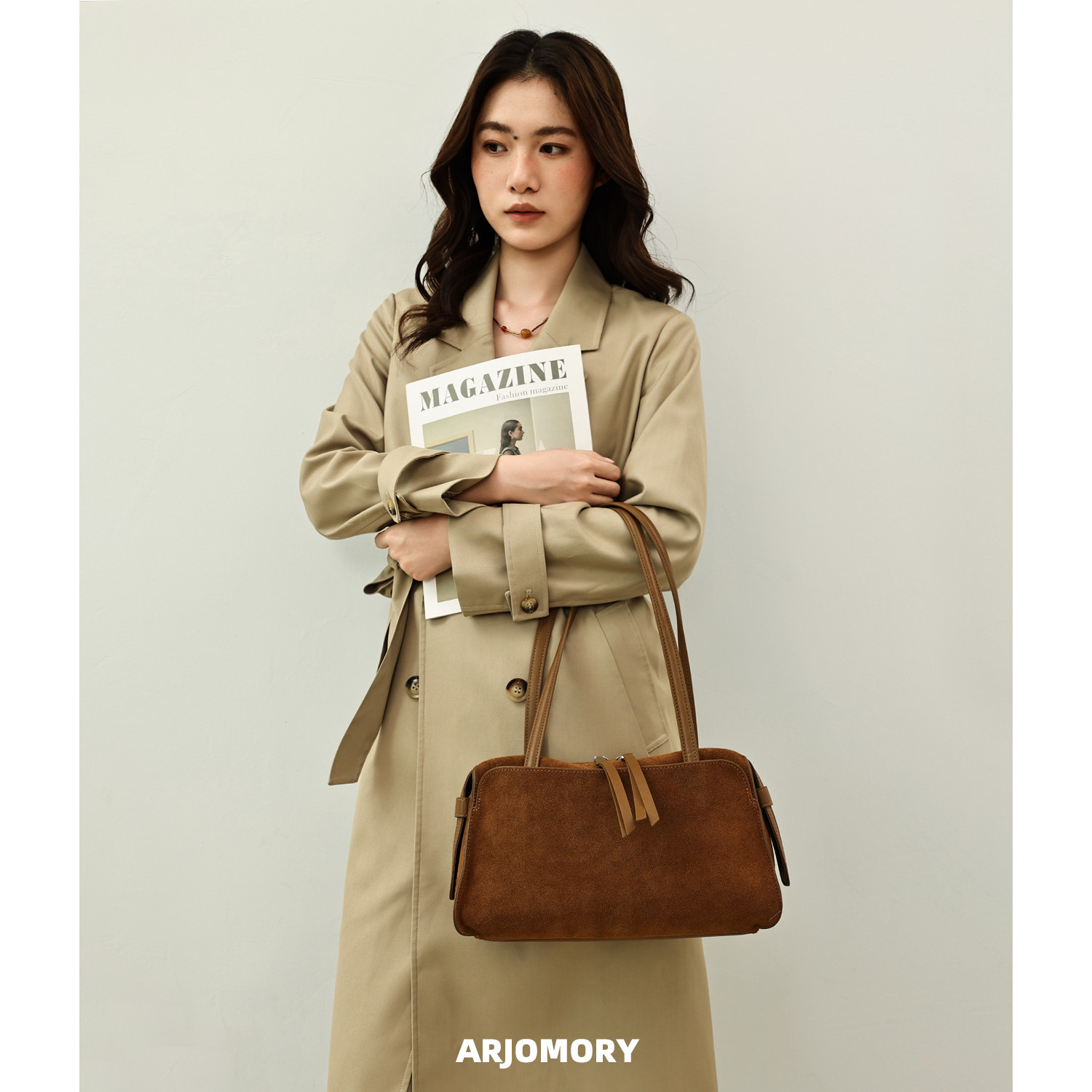 ARJOMORY法式麂皮绒hobo女包