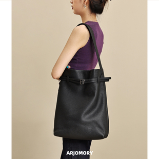 ARJOMORY小众设计高级感头层牛皮水桶包女2025大容量托特包斜挎包