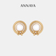Annaya陈雨锶同款 罗马假日草帽耳环马贝珍珠小众高级感新年礼物女