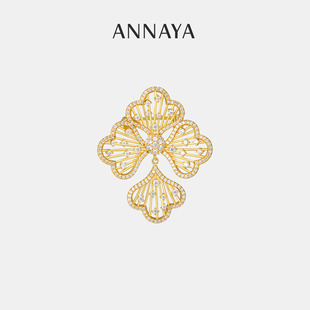 Annaya银杏叶胸针西装 新年礼物 配饰大衣胸花小众轻奢高档气质女款