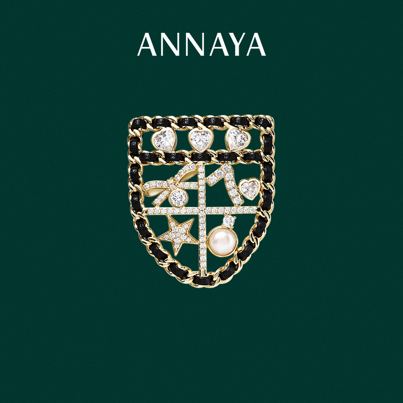 Annaya胸针花西装领针高级感主持人配饰蝴蝶结星星节日礼物送女
