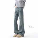 cleanfit蓝色竹节纹牛仔裤潮男美式微喇裤A166-NA5J14-特P40控75，男装牛仔裤，电商A166