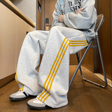 美式条纹运动卫裤男秋冬高街三条杠休闲裤A166-KX5811-特P37控75，男装休闲裤，电商A166