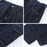 美式蓝色工装牛仔裤男秋季大口袋直筒长裤子A166-NA5707-P50控88，男装牛仔裤，电商A166
