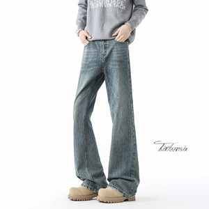 竹节纹微喇牛仔裤男秋冬季美式高街长裤子A166-NA5J14-特P40控75，男装牛仔裤，电商A166