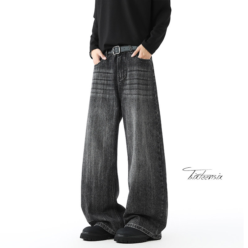 美式竹节纹弯刀牛仔裤男秋季宽松阔腿裤子A166-NA5404-特P45控89,男装牛仔裤,电商A166