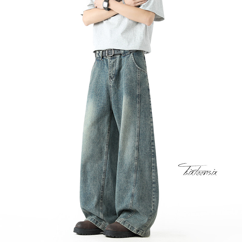 美式弯刀牛仔裤男春季cleanfit解构阔腿裤A166-NL5702-特P40控78,男装牛仔裤,电商A166