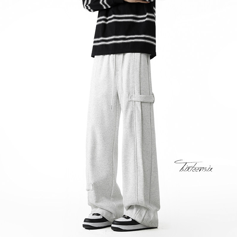 复古垂感重磅卫裤男美式宽松直筒休闲裤子A166-KB4035-特P42控79，男装休闲裤，电商A166