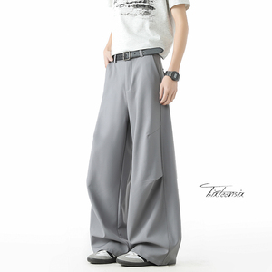 美式褶皱弯刀西裤男2026春季阔腿休闲长裤A166-KA5903-特P40控68图片
