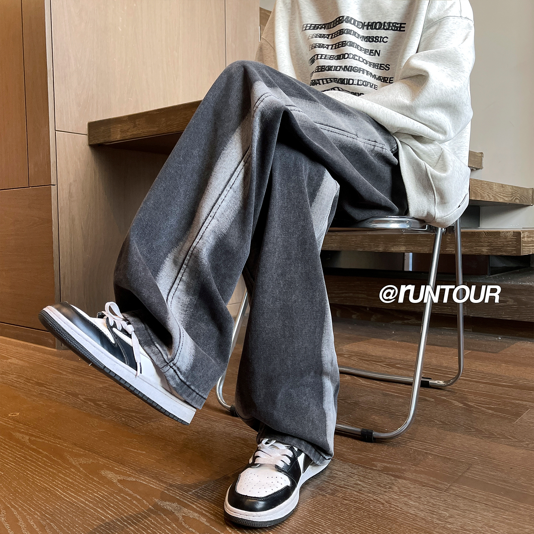 2025渐变牛仔裤男秋季直筒裤美式复古高街裤子A166-K008-P45控65，男装牛仔裤，电商A166