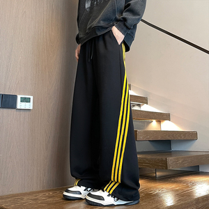 美式条纹运动卫裤男秋冬高街三条杠休闲裤A166-KX5811-特P37控75，男装休闲裤，电商A166
