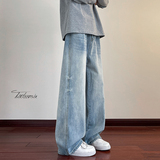 美式复古水洗牛仔裤男春季高街猫须直筒长裤A166-NA5J01-P45控69，男装牛仔裤，电商A166