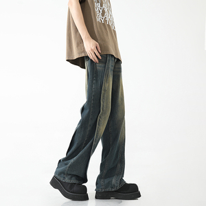 美式高街牛仔裤夏季男2024直筒宽松弯刀裤子A166-K018-特P45控75