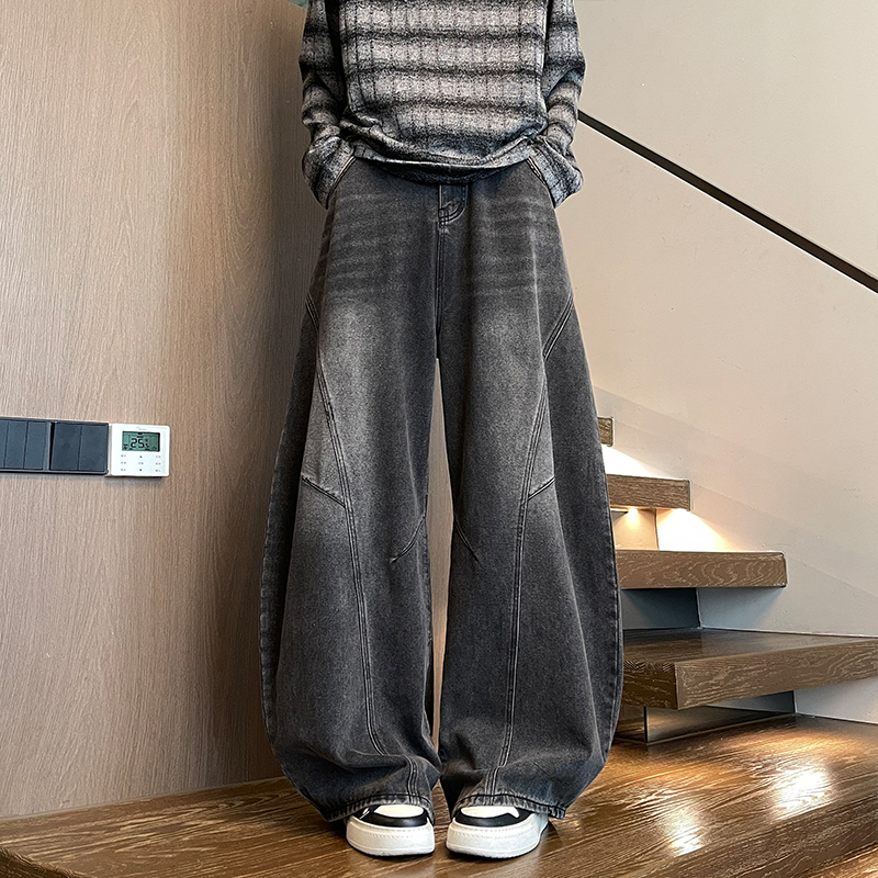 美式弯刀牛仔裤男秋冬水洗复古拖地长裤A166-NA5816-特P42控78，男装牛仔裤，电商A166