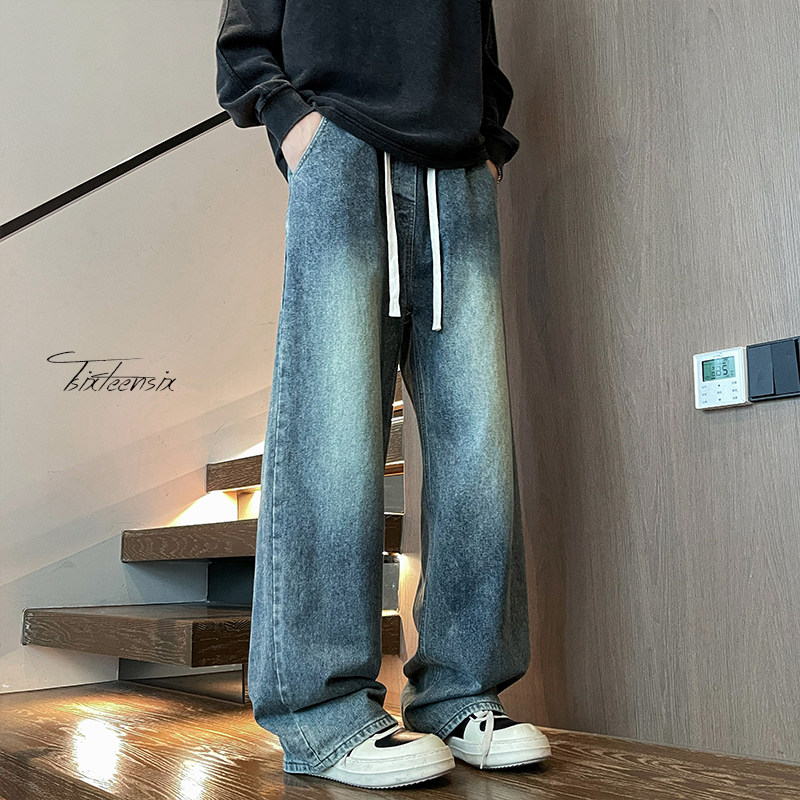 美式复古牛仔裤男cleanfit高街宽松直筒裤A166-NA5508-特P35控59图片