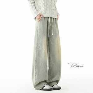 猫抓牛仔裤男冬复古高街水洗美式直筒裤A166-K006-P50加绒60控78，男装牛仔裤，电商A166