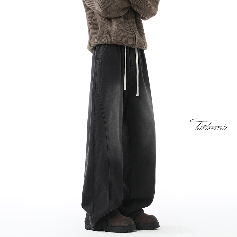 美式解构复古水洗牛仔裤男秋季阔腿弯刀裤子A166-NA4J01-P45控75，男装牛仔裤，电商A166