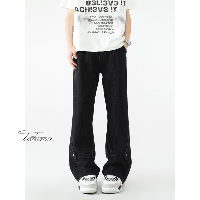 拼接牛仔裤男款夏季美式高街cleanfit微喇裤子A166-K035-P45控75,男装牛仔裤,电商A166