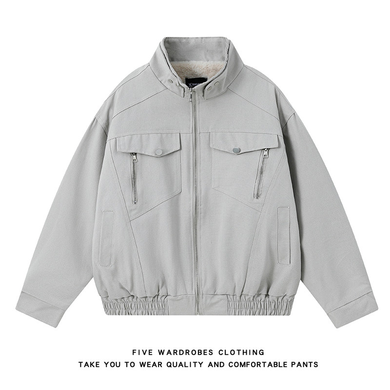 美式立领飞行夹克棉服外套男冬季高街保暖棉衣A166-MF2238-特P125，男装夹克，电商A166