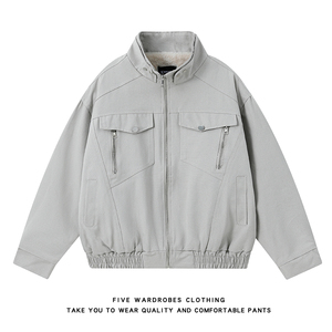 美式立领飞行夹克棉服外套男冬季高街保暖棉衣A166-MF2238-特P125，男装夹克，电商A166