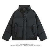 美拉德PU皮立领棉服女男冬季宽松廓形保暖棉衣A166-MF8888-特P85，男装棉衣，电商A166