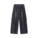 美式复古工装牛仔裤男秋款大口袋宽松阔腿裤A166-K046-特P45控88，男装牛仔裤，电商A166