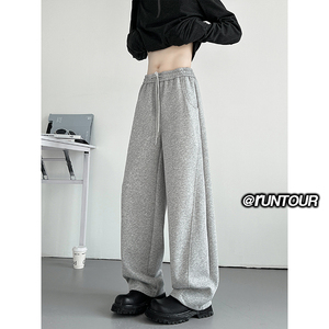 美式复古解构灰色弯刀裤卫裤男宽松阔腿裤子A166-KB4016-P45控75图片
