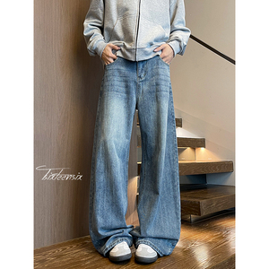 高街cleanfit竹节弯刀牛仔裤男廓形长裤子A166-NA5404-特P45控89图片