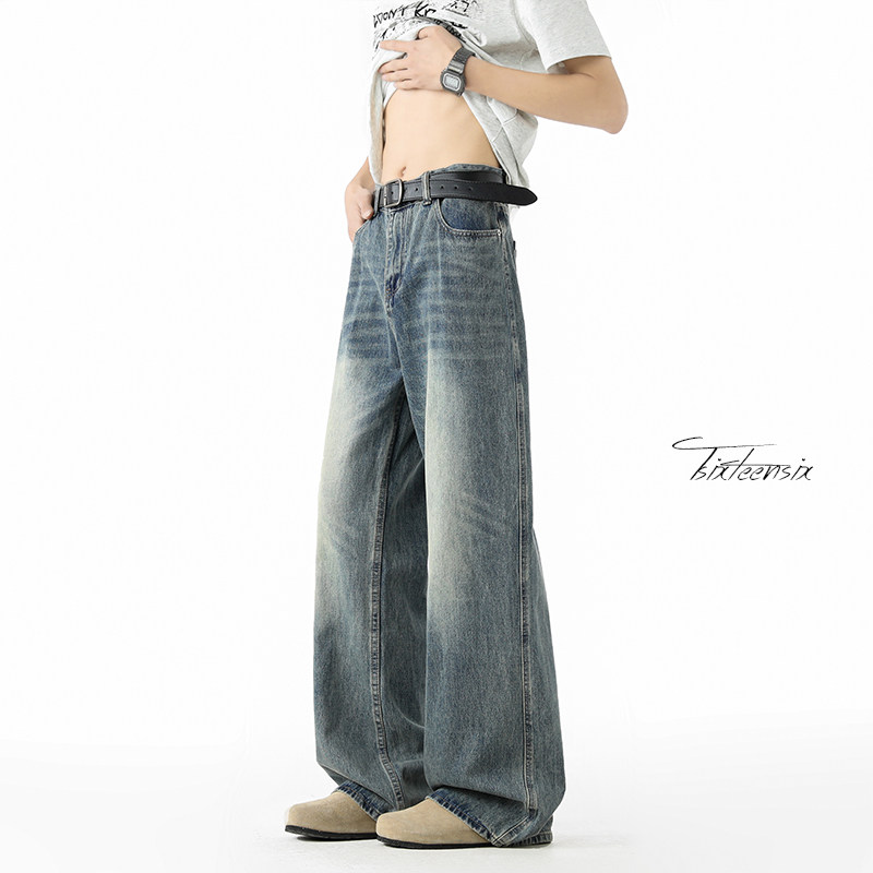 美式复古水洗猫须牛仔裤男2026春季直筒裤A166-NA5701-特P37控69，男装牛仔裤，电商A166