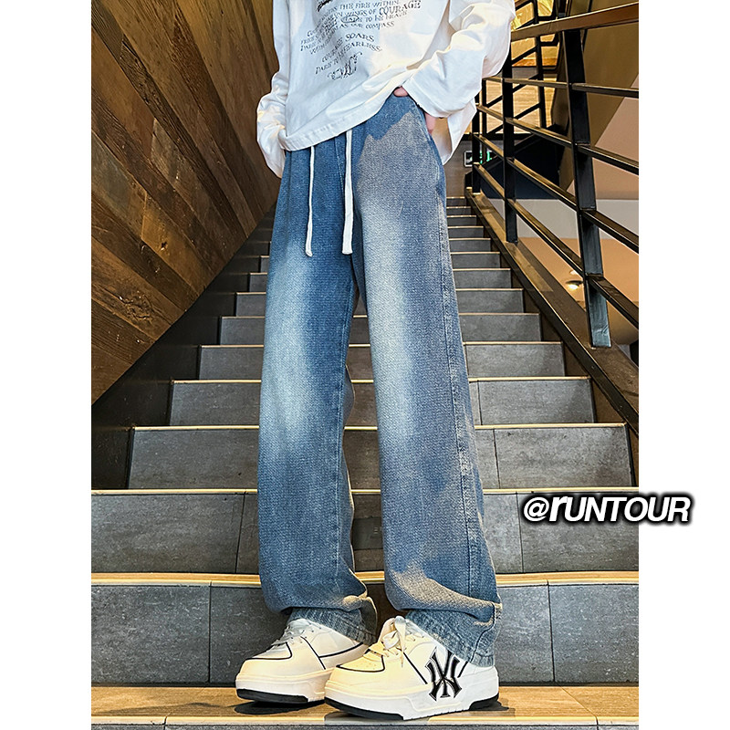 星空纹高街牛仔裤男春季cleanfit宽松休闲裤子A166-K032-P45控65图片