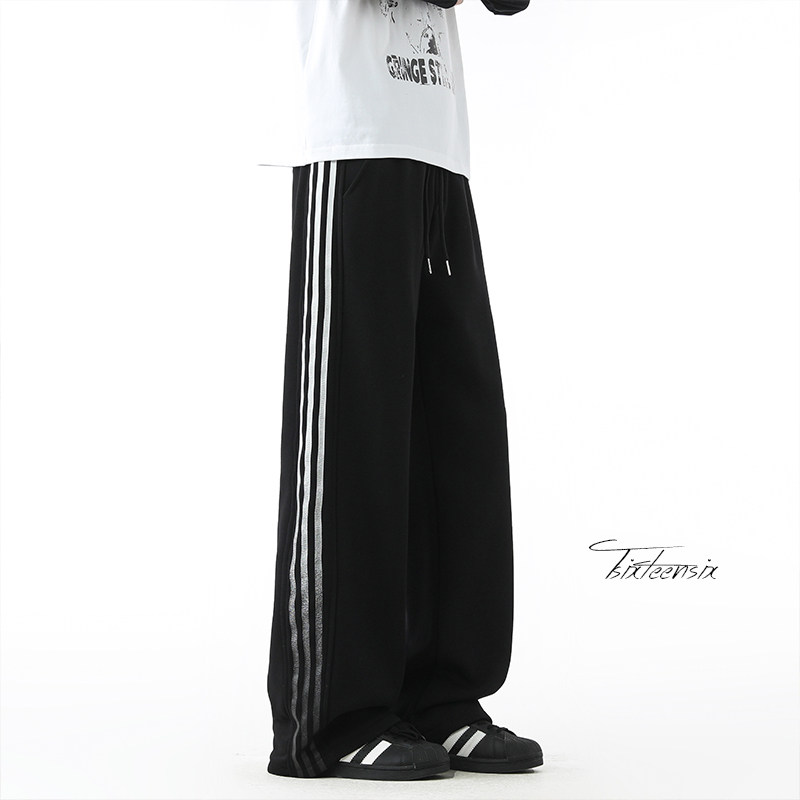 美式条纹运动卫裤男秋冬加绒休闲裤A166-KB4043-特P45加绒50控79，男装休闲裤，电商A166