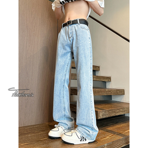 美式微喇牛仔裤男春夏宽松阔腿裤高街cleanfitA166-NA5201-特P32