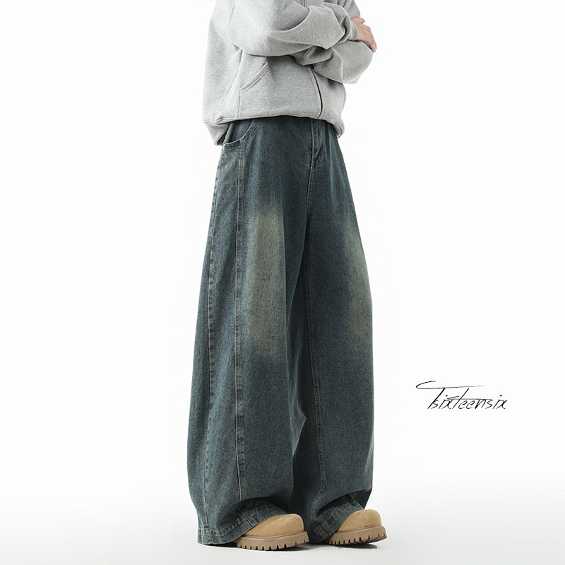 美式复古水洗弯刀牛仔裤男宽松直筒阔腿裤A166-NL5702-特P40控78,男装牛仔裤,电商A166
